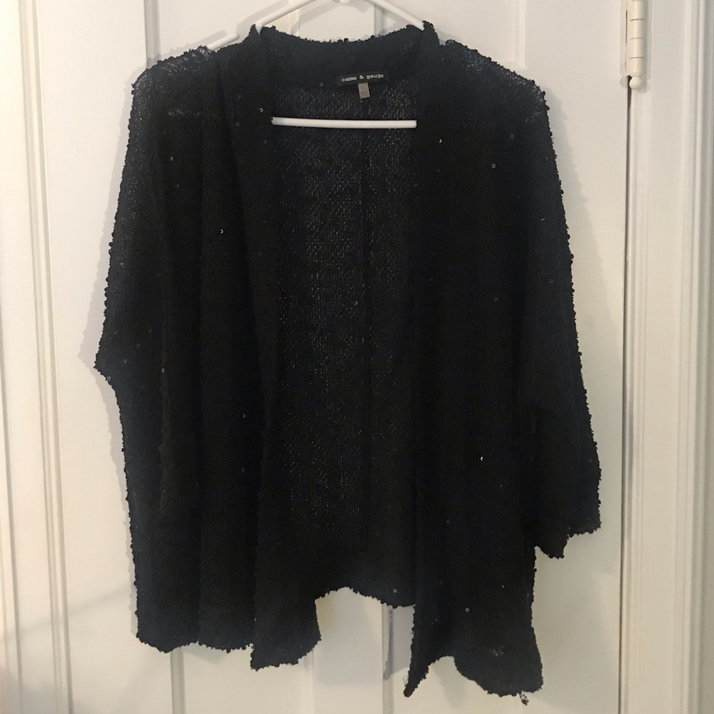 Very lightweight, dressy black cardigan.